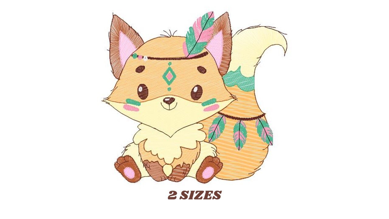 Red Fox embroidery designs - Woodland animal embroidery design machine embroidery pattern - forest fox filled design baby girl embroidery - Marcia Embroidery