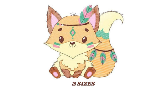 Red Fox embroidery designs - Woodland animal embroidery design machine embroidery pattern - forest fox filled design baby girl embroidery