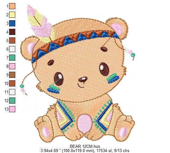 Bear embroidery designs - Indian embroidery design machine embroidery pattern - Baby Boy embroidery file - instant download bear in a frame