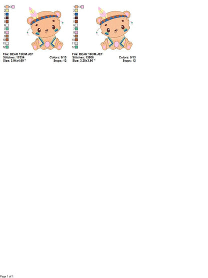 Bear embroidery designs - Indian embroidery design machine embroidery pattern - Baby Boy embroidery file - instant download bear in a frame