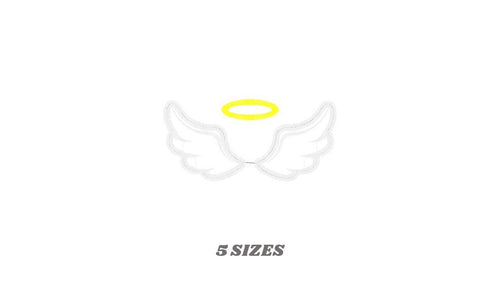 Angel wings embroidery designs - Angel embroidery design machine embroidery pattern - Angel applique design - Halo embroidery angel applique