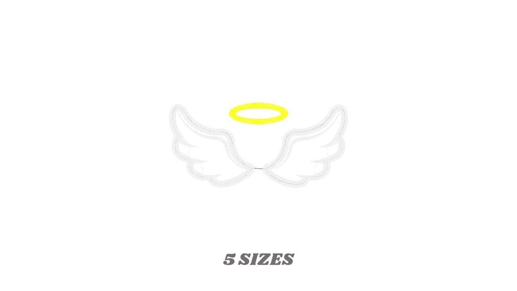 Angel wings embroidery designs - Angel embroidery design machine embroidery pattern - Angel applique design - Halo embroidery angel applique