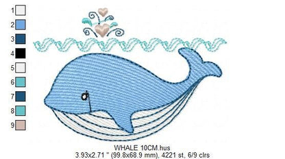 Whale embroidery designs - Fish embroidery design machine embroidery pattern - Ocean embroidery file - sea animal embroidery whale design