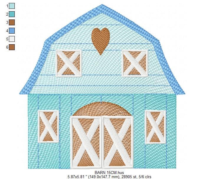 Barn animals embroidery design - Farm embroidery designs machine embroidery pattern - Horse shed pig sheep embroidery file - Farm building