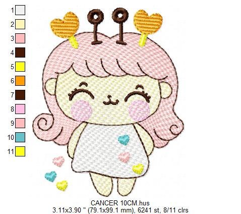 Cancer girl embroidery designs - Zodiac Signs embroidery design machine embroidery pattern - Pixie embroidery file - Cancer Zodiac Sign pes Marcia Embroidery