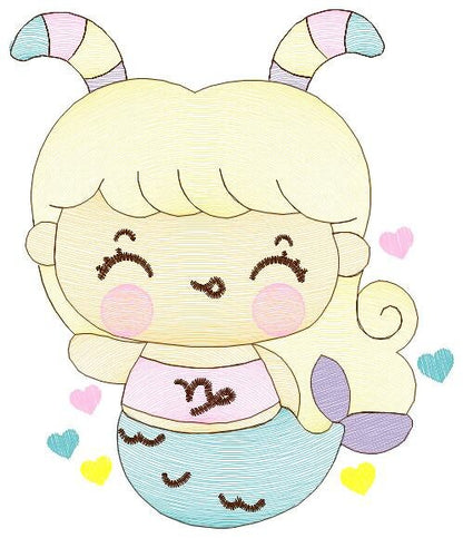 Capricorn girl embroidery designs - Zodiac embroidery design machine embroidery pattern - Pixie Fairy Fantasy - Capricorn Astrological Sign - Marcia Embroidery