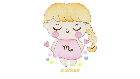Scorpios girl embroidery designs - Zodiac Signs embroidery design machine embroidery pattern - Pixie embroidery file - Scorpios Zodiac Sign - Marcia Embroidery