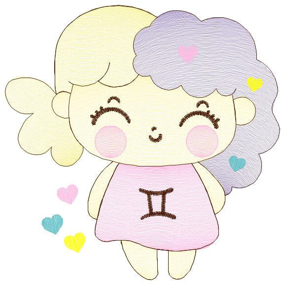 Gemini girl embroidery designs - Zodiac Signs embroidery design machine embroidery pattern - Pixie embroidery file - Gemini Zodiac Sign pes - Marcia Embroidery