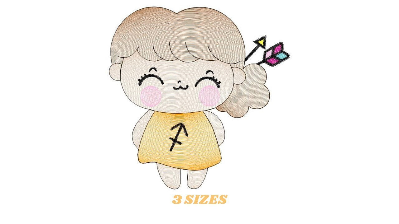 Sagittarius girl embroidery designs - Zodiac Signs embroidery design machine embroidery pattern - Pixie Fantasy Fairy - Astrological Sign Marcia Embroidery