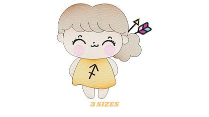Sagittarius girl embroidery designs - Zodiac Signs embroidery design machine embroidery pattern - Pixie Fantasy Fairy - Astrological Sign Marcia Embroidery