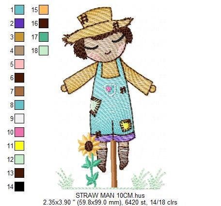 Straw man embroidery design - Farm embroidery designs machine embroidery pattern - man of straw embroidery file - Boy embroidery download