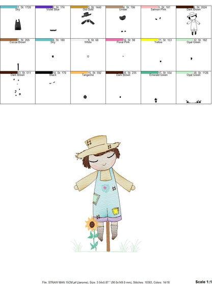 Straw man embroidery design - Farm embroidery designs machine embroidery pattern - man of straw embroidery file - Boy embroidery download