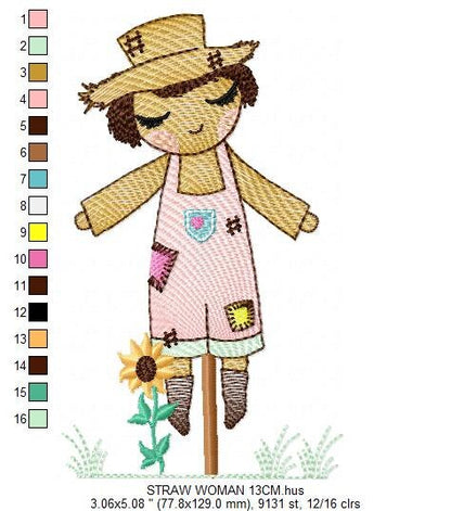Woman of straw embroidery design - Straw Woman embroidery designs machine embroidery pattern - Farm embroidery file - Girl embroidery design - Marcia Embroidery