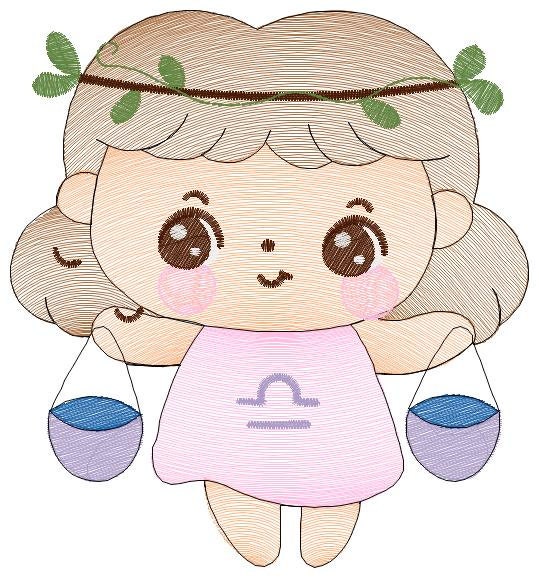 Libra girl embroidery designs - Zodiac Signs embroidery design machine embroidery pattern - Pixie Fantasy Fairy - Libra Astrological Sign Marcia Embroidery
