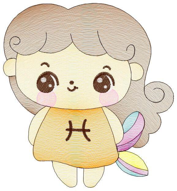 Pisces girl embroidery designs - Zodiac Signs embroidery design machine embroidery pattern - Pixie Fantasy Fairy - Pisces Astrological Sign Marcia Embroidery