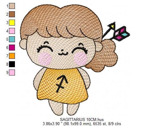 Sagittarius girl embroidery designs - Zodiac Signs embroidery design machine embroidery pattern - Pixie Fantasy Fairy - Astrological Sign Marcia Embroidery