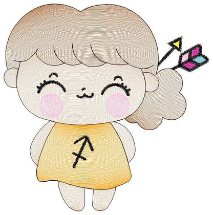Sagittarius girl embroidery designs - Zodiac Signs embroidery design machine embroidery pattern - Pixie Fantasy Fairy - Astrological Sign Marcia Embroidery