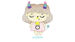 Taurus  girl embroidery designs - Zodiac Signs embroidery design machine embroidery pattern - Pixie Fantasy fairy - Taurus Astrological Sign