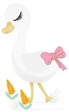 Cargar imagen en el visor de la galería, Goose embroidery designs - Baby Girl embroidery design machine embroidery pattern - Goose embroidery file - Swan with flowers Digital file
