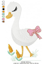 Cargar imagen en el visor de la galería, Goose embroidery designs - Baby Girl embroidery design machine embroidery pattern - Goose embroidery file - Swan with flowers Digital file
