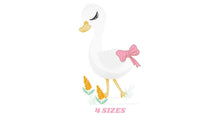 Load image into Gallery viewer, Goose embroidery designs - Baby Girl embroidery design machine embroidery pattern - Goose embroidery file - Swan with flowers Digital file
