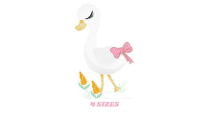 Goose embroidery designs - Baby Girl embroidery design machine embroidery pattern - Goose embroidery file - Swan with flowers Digital file