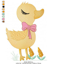 Charger l&#39;image dans la galerie, Duck embroidery design - Baby girl embroidery designs machine embroidery pattern - animal embroidery file - duck flowers instant download
