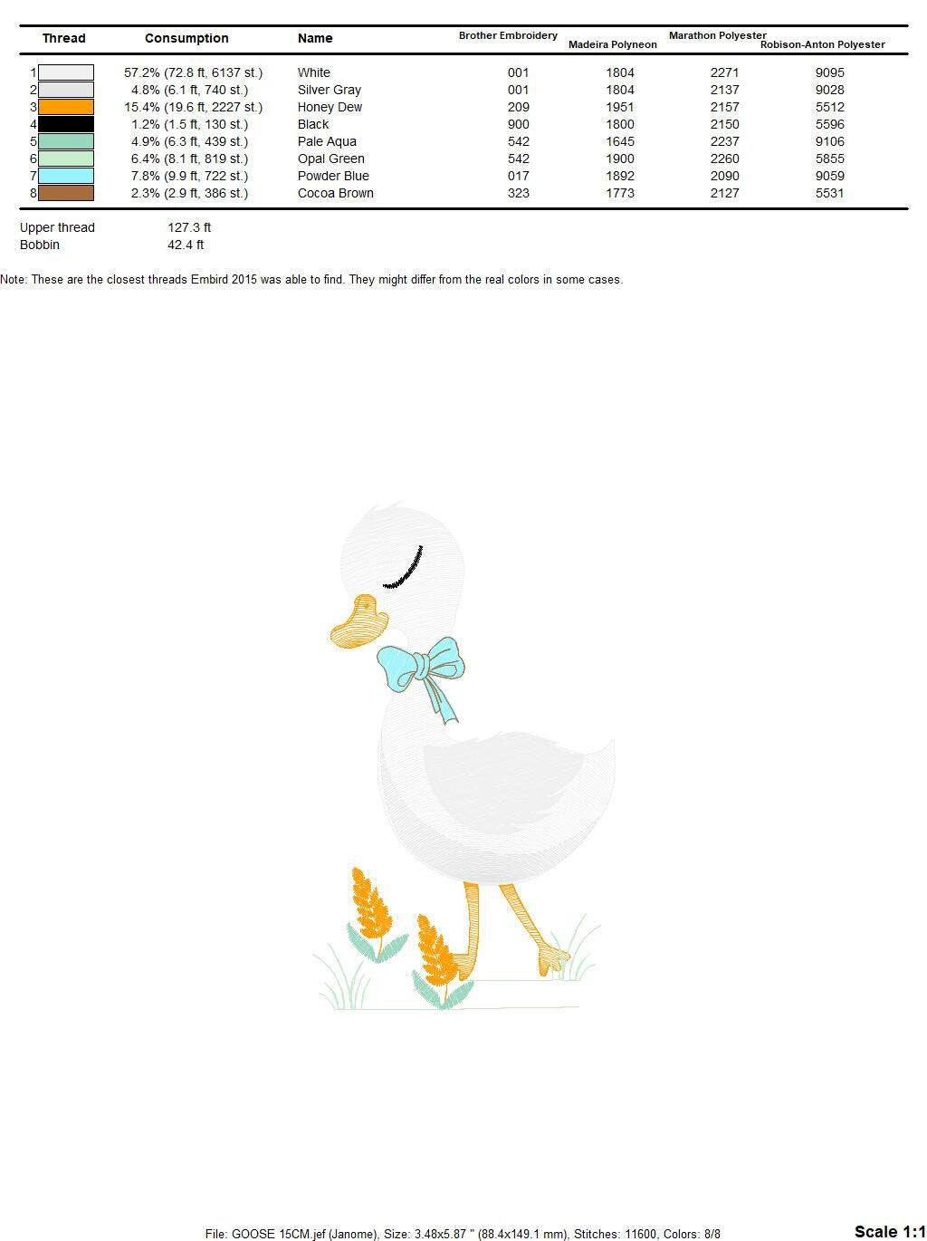 Goose embroidery designs - Duck with tie embroidery design machine embroidery pattern - Swan with flowers - instant download pes jef dst hus