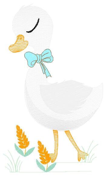 Goose embroidery designs - Duck with tie embroidery design machine embroidery pattern - Swan with flowers - instant download pes jef dst hus