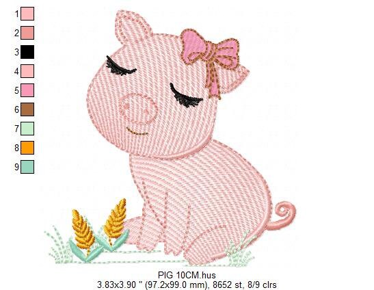 Pig embroidery design - Animal embroidery designs machine embroidery pattern - Baby girl embroidery - Ranch animal farm instant download Marcia Embroidery