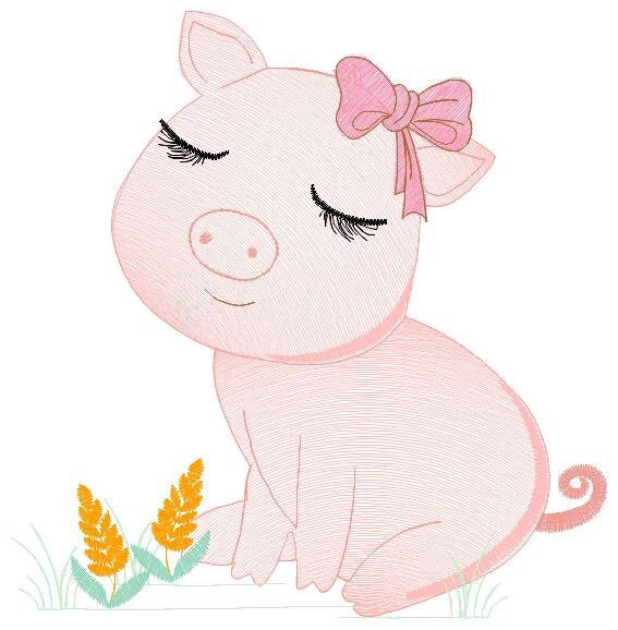 Pig embroidery design - Animal embroidery designs machine embroidery pattern - Baby girl embroidery - Ranch animal farm instant download Marcia Embroidery