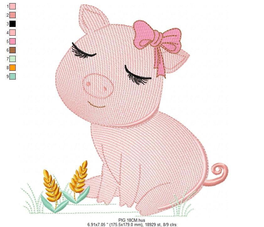 Pig embroidery design - Animal embroidery designs machine embroidery pattern - Baby girl embroidery - Ranch animal farm instant download Marcia Embroidery