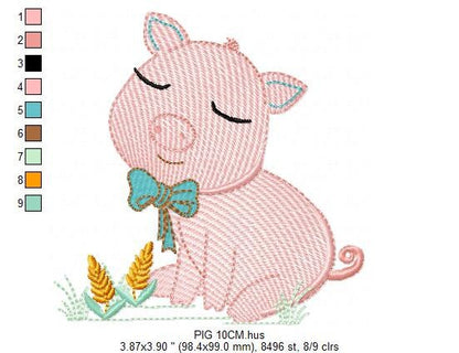 Pig embroidery design - Animal embroidery designs machine embroidery pattern - Baby boy embroidery file - Ranch animal farm instant download Marcia Embroidery