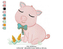 Load image into Gallery viewer, Pig embroidery design - Animal embroidery designs machine embroidery pattern - Baby boy embroidery file - Ranch animal farm instant download
