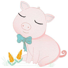 Load image into Gallery viewer, Pig embroidery design - Animal embroidery designs machine embroidery pattern - Baby boy embroidery file - Ranch animal farm instant download
