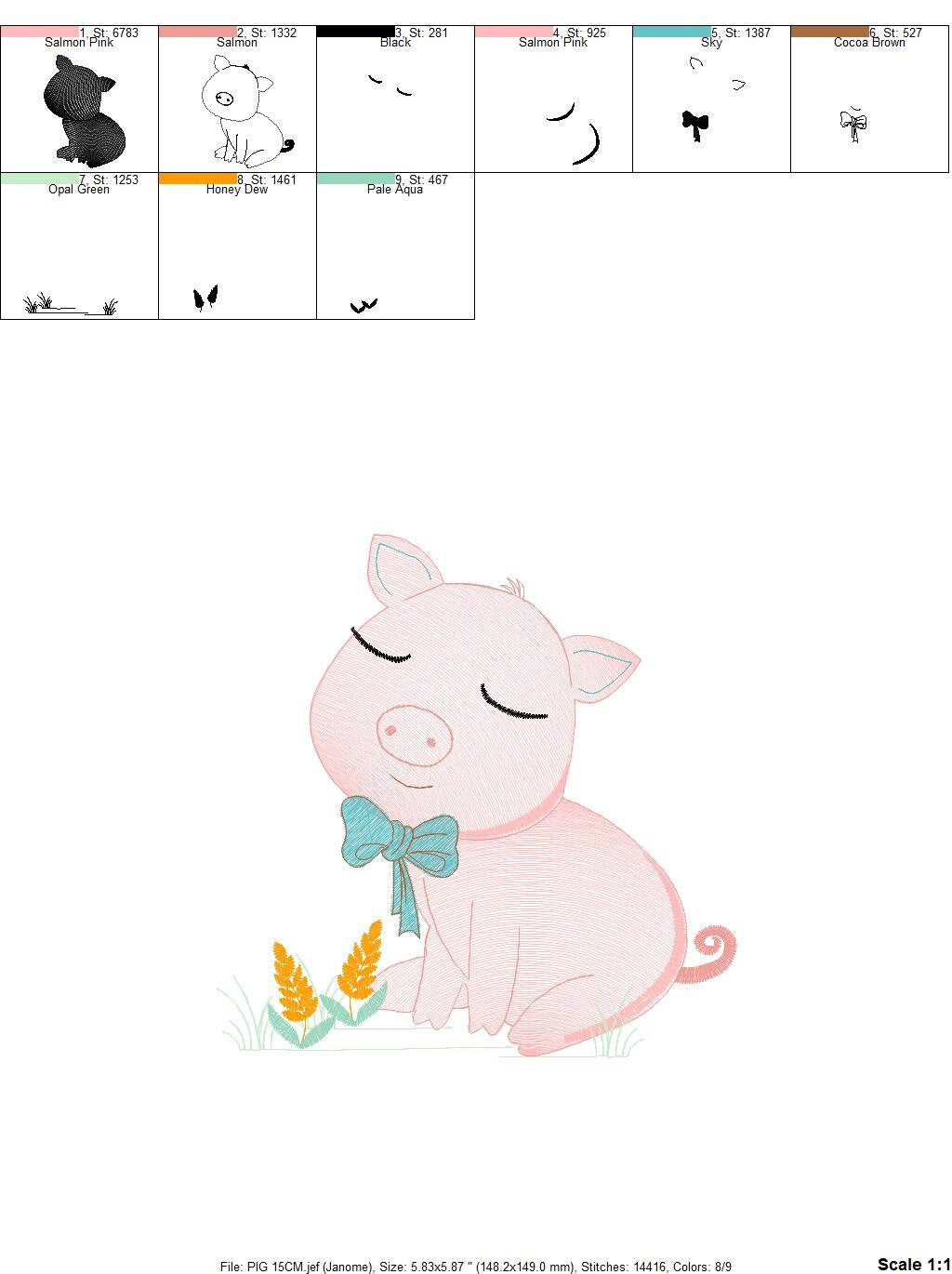 Pig embroidery design - Animal embroidery designs machine embroidery pattern - Baby boy embroidery file - Ranch animal farm instant download Marcia Embroidery