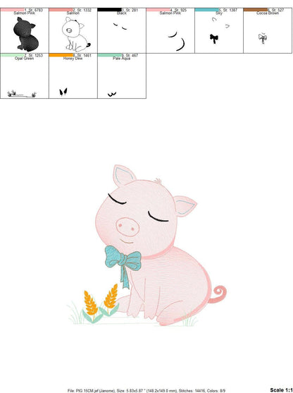 Pig embroidery design - Animal embroidery designs machine embroidery pattern - Baby boy embroidery file - Ranch animal farm instant download Marcia Embroidery
