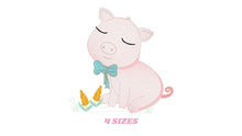 Load image into Gallery viewer, Pig embroidery design - Animal embroidery designs machine embroidery pattern - Baby boy embroidery file - Ranch animal farm instant download
