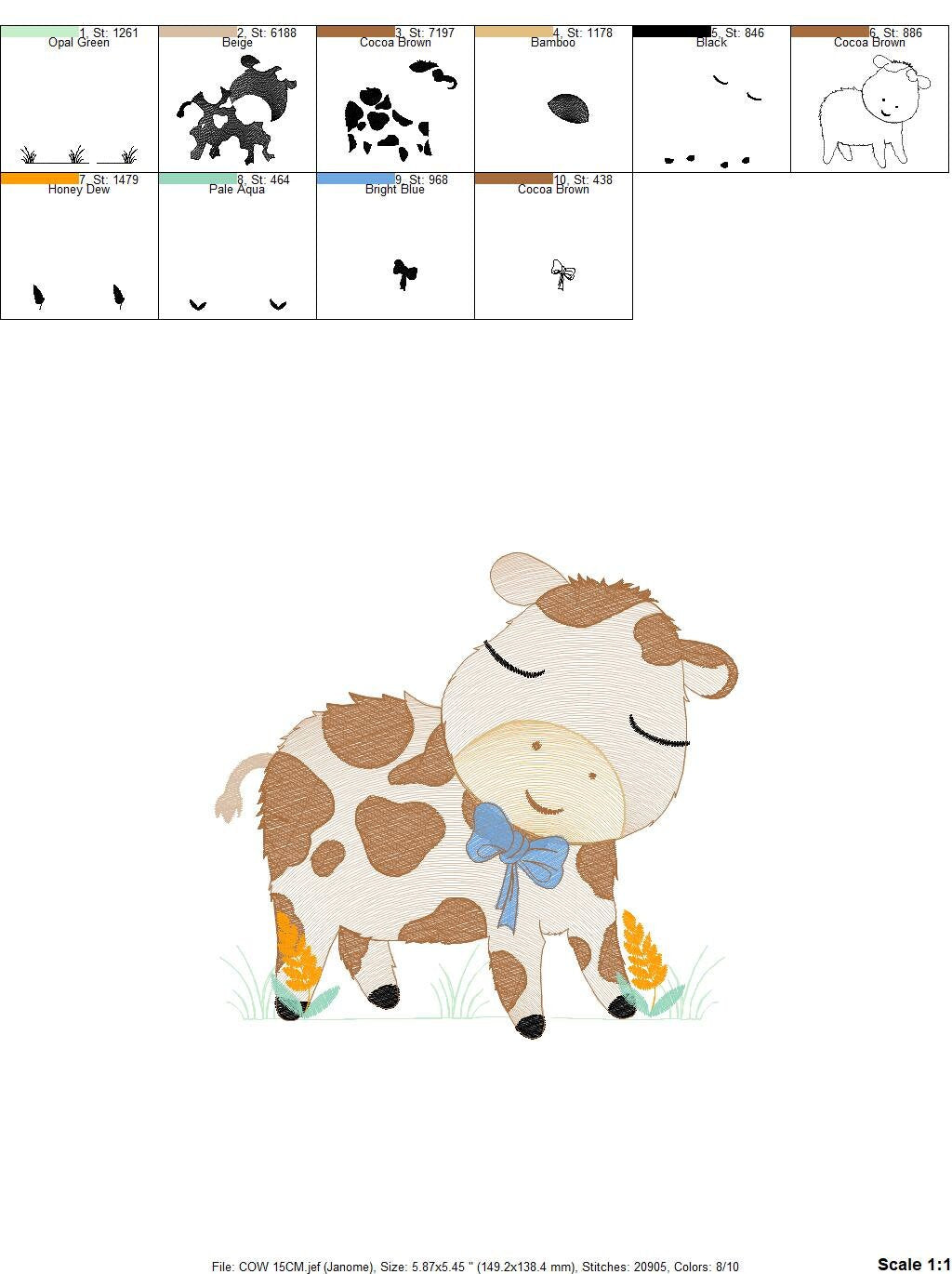 Cow embroidery design - Animal ranch embroidery designs machine embroidery pattern - Farm embroidery file - boy embroidery instant download - Marcia Embroidery