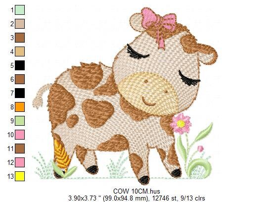 Cow embroidery design - Animal ranch embroidery designs machine embroidery pattern - Farm embroidery file - girl embroidery instant download - Marcia Embroidery