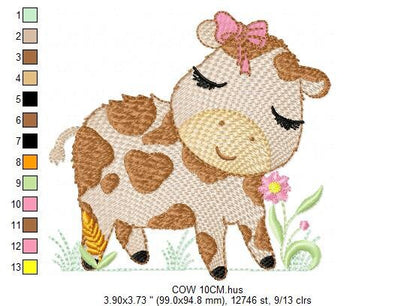 Cow embroidery design - Animal ranch embroidery designs machine embroidery pattern - Farm embroidery file - girl embroidery instant download - Marcia Embroidery