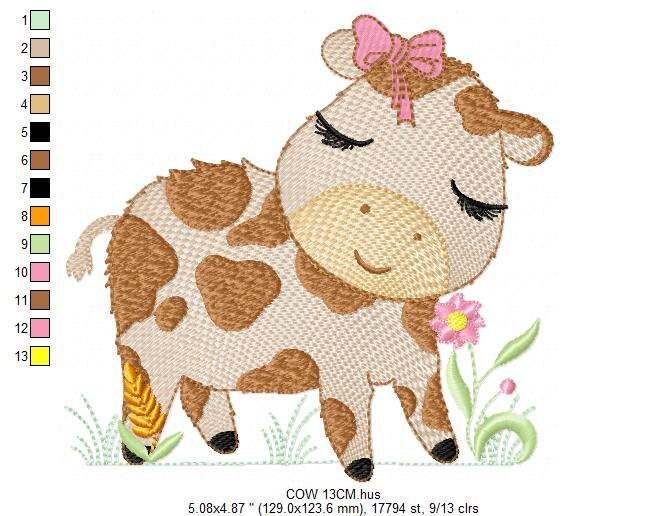 Cow embroidery design - Animal ranch embroidery designs machine embroidery pattern - Farm embroidery file - girl embroidery instant download - Marcia Embroidery