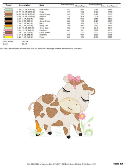 Cow embroidery design - Animal ranch embroidery designs machine embroidery pattern - Farm embroidery file - girl embroidery instant download - Marcia Embroidery