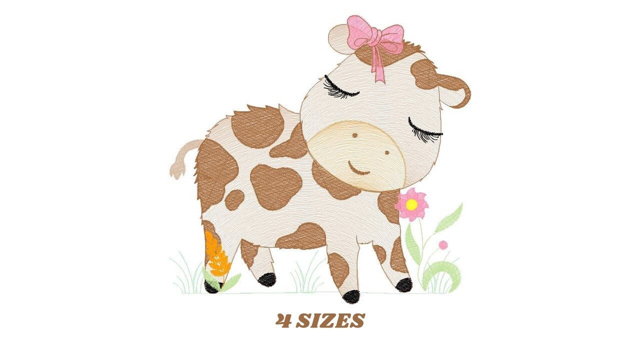 Cow embroidery design - Animal ranch embroidery designs machine embroidery pattern - Farm embroidery file - girl embroidery instant download - Marcia Embroidery