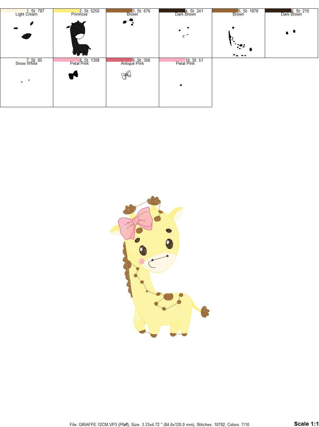 Giraffe embroidery design - Animal embroidery designs machine embroidery pattern - Baby girl embroidery file - Instant download digital file Marcia Embroidery