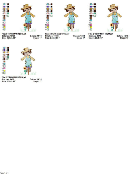 Straw man embroidery design - Farm embroidery designs machine embroidery pattern - man of straw embroidery file - Boy embroidery download