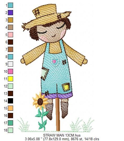 Straw man embroidery design - Farm embroidery designs machine embroidery pattern - man of straw embroidery file - Boy embroidery download