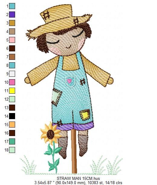 Straw man embroidery design - Farm embroidery designs machine embroidery pattern - man of straw embroidery file - Boy embroidery download