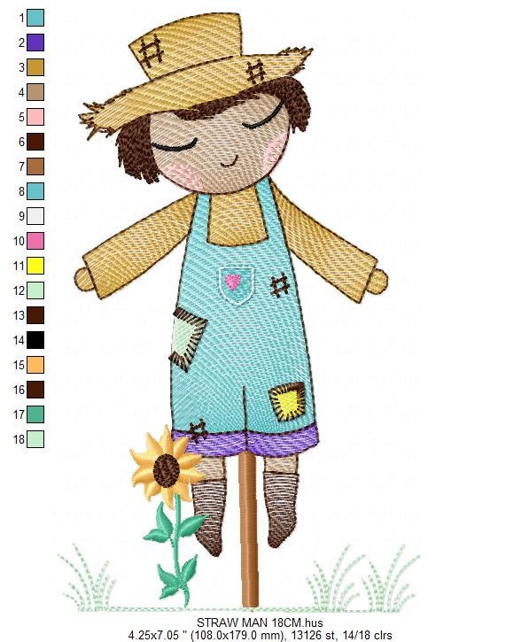 Straw man embroidery design - Farm embroidery designs machine embroidery pattern - man of straw embroidery file - Boy embroidery download
