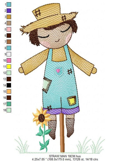 Straw man embroidery design - Farm embroidery designs machine embroidery pattern - man of straw embroidery file - Boy embroidery download